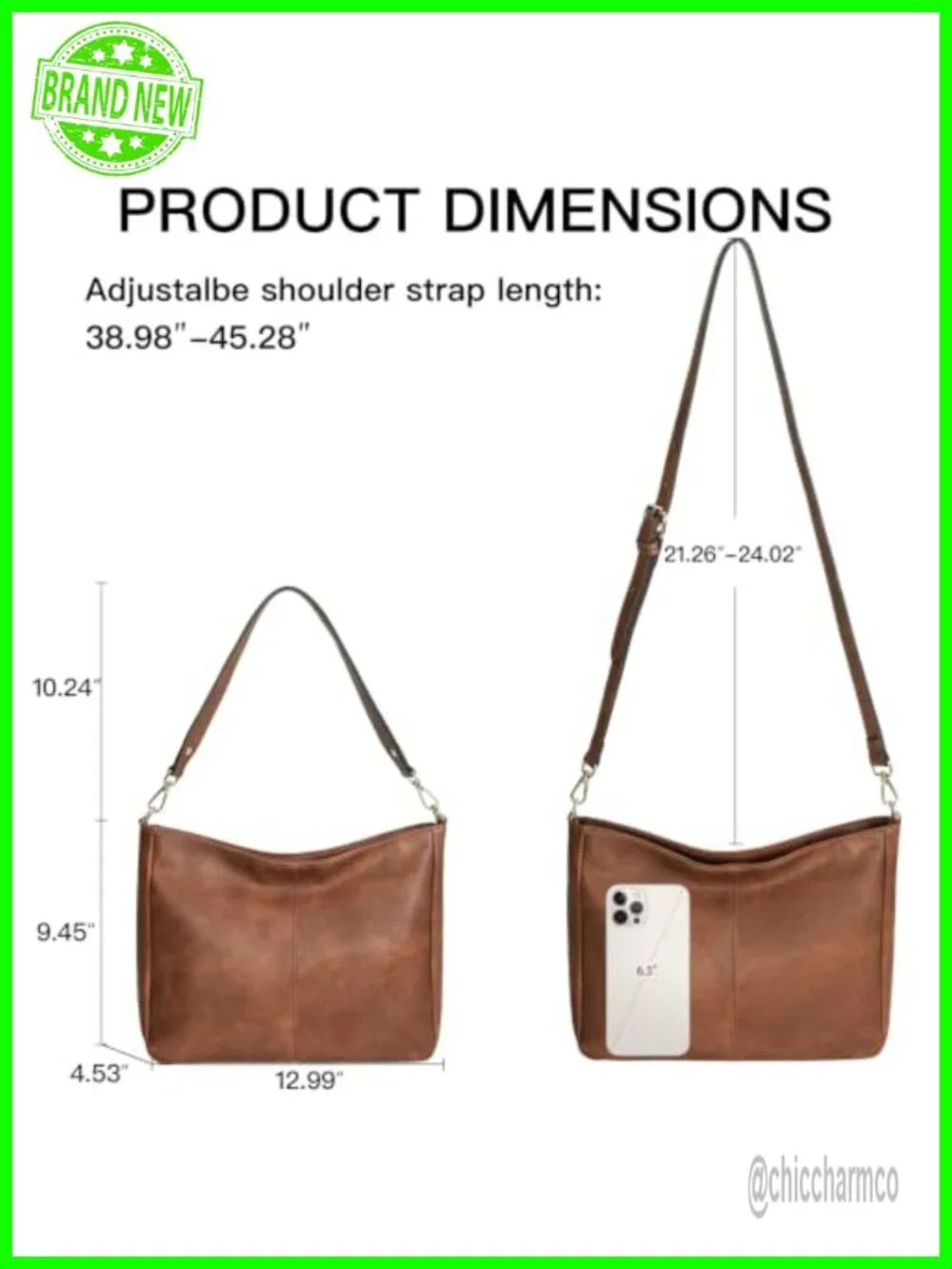 Soft Vegan Leather Hobo Shoulder Crossbody Bag Multi Pocket Tote